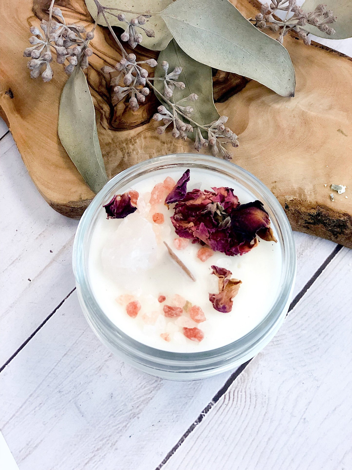 Rose and Rose Quartz Candle/ Vela de Rosas